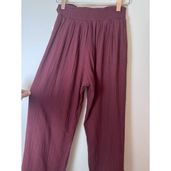 BECCA by Rebecca Virtue Pant Wide Leg Coverup Gauzy Side Slit NWT Coconut XS - Picture 9 of 11
